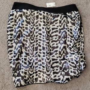 The Limited Y2K Zebra Sequined Midi Pencil Skirt Womens Size 12 Black White